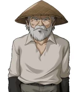 Charcoal-burning grandpa